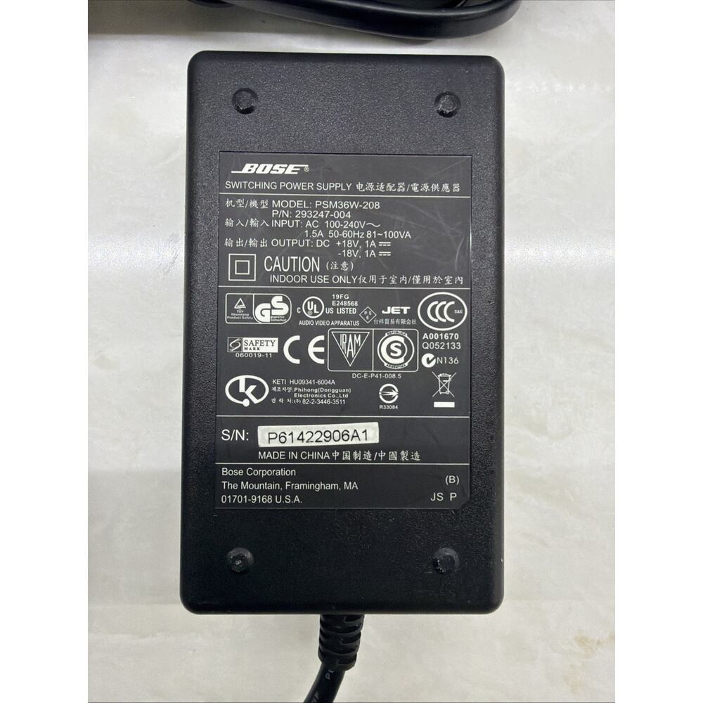 Genuine Bose Power Supply PSM36W-208 - Sound Dock Series - Square 4 Pin Tip - Picture 4 of 4